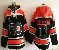 Philadelphia Flyers #11 Travis Konecny Black Authentic Stitched NHL Hoodies