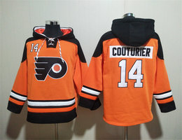 Philadelphia Flyers #14 Sean Couturier Orange All Stitched Hooded Sweatshirt