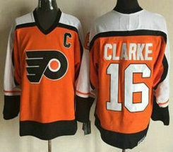 Philadelphia Flyers #16 Bobby Clarke Orange CCM Vintage Throwback Authentic Stitched NHL Jersey