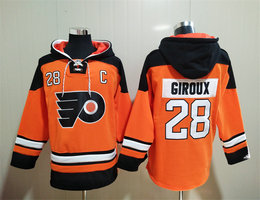 Philadelphia Flyers #28 Claude Giroux Orange All Stitched Hooded Sweatshirt