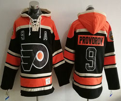 Philadelphia Flyers #9 Ivan Provorov Black Authentic Stitched NHL Hoodies