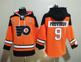 Philadelphia Flyers #9 Ivan Provorov Orange All Stitched Hooded Sweatshirt