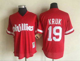 Philadelphia Phillies #19 John Kruk Red Pullover Throwback Authentic stitched MLB jersey