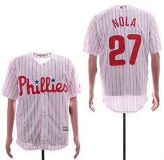 Philadelphia Phillies #27 Aaron Nola White (Red Strip) Game Authentic Stitched MLB Jersey