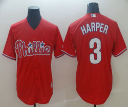Philadelphia Phillies #3 Bryce Harper Red Game Authentic Stitched MLB Jersey