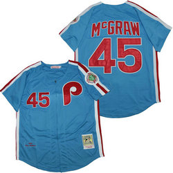 Philadelphia Phillies #45 Tug McGraw Blue 1983 Zipper Throwback Authentic stitched MLB jersey