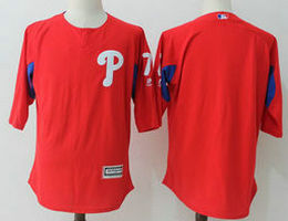 Philadelphia Phillies #7 Maikel Franco Red On-Field 3 (4) Sleeve Sleeve Batting Practice Authentic Stitched MLB Jersey