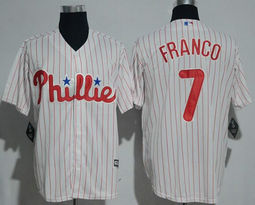Philadelphia Phillies #7 Maikel Franco White Red Strip Game Authentic stitched MLB jersey
