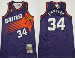 Phoenix Suns #34 Charles Barkley Purple 92-93 Hardwood Classics Authentic Stitched NBA jersey