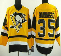 Pittsburgh Penguins #35 Tom Barrasso CCM Throwback Gold Authentic stitched NHL jersey