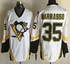 Pittsburgh Penguins #35 Tom Barrasso White CCM Throwback Authentic Stitched NHL jersey
