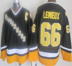 Pittsburgh Penguins #66 Mario Lemieux Black 2015 Throwback CCM Authentic stitched NHL jersey