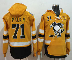 Pittsburgh Penguins #71 Evgeni Malkin Yellow Authentic Stitched Hoodies Hockey