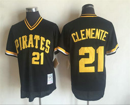Pittsburgh Pirates #21 Roberto Clemente Black Pullover Throwback Authentic Stitched MLB jersey