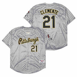 Pittsburgh Pirates #21 Roberto Clemente Grey Pullover Throwback Authentic Stitched MLB Jersey