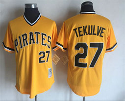 Pittsburgh Pirates #27 Kent Tekulve Gold Pullover Throwback Authentic Stitched MLB jersey