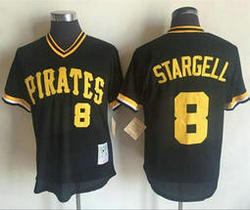 Pittsburgh Pirates #8 Willie Stargell Black Pullover Throwback Authentic Stitched MLB jersey