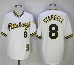Pittsburgh Pirates #8 Willie Stargell White Pullover with name throwback Authentic Stitched MLB Jersey