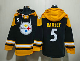 Pittsburgh Steelers #5 Jalen Ramsey Black NFL Stitched Hoodies