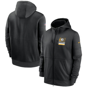 Pittsburgh Steelers Nike Black Sideline Impact Lockup Performance Full-Zip Hoodie