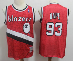 Portland Trail Blazers #93 Bape Red 1983-84 Comfortable Monkey Authentic Stitched NBA Jersey