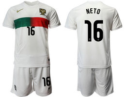Portugal #16 NETO Away 2022 World Cup National Soccer Jersey