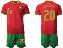 Portugal #20 GANCELO Home 2022 World Cup National Soccer Jersey