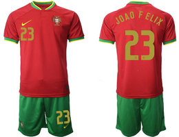 Portugal #23 JOAO FELIX Home 2022 World Cup National Soccer Jersey