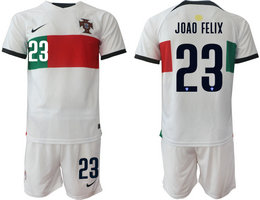 Portugal #23 JOAO FELIX Away 2022 World Cup National Soccer Jersey