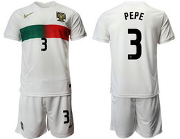Portugal #3 PEPE Away 2022 World Cup National Soccer Jersey