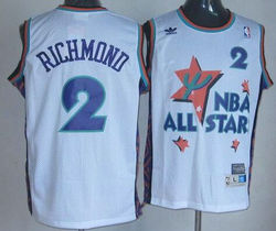 Sacramento Kings #2 Mitch Richmond Throwback White 1995 All Star Authentic Stitched NBA jersey