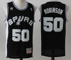 San Antonio Spurs #50 David Robinson Black Throwback Authentic Stitched NBA jersey