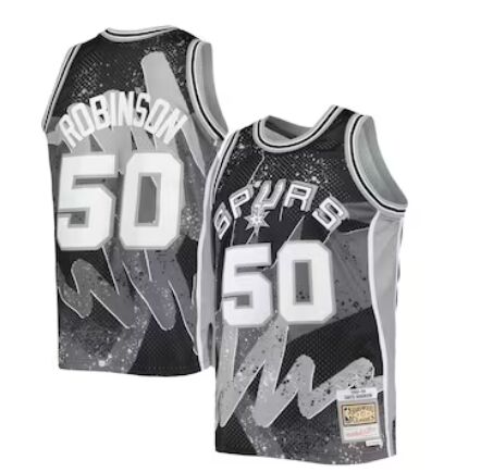 San Antonio Spurs David Robinson Mitchell & Ness Black Hardwood Classics 1998 99 Hyper Hoops Swingman Jersey