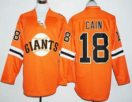 San Francisco Giants #18 Matt Cain Orange 2016 New Long Sleeve Stitched MLB Jersey