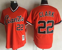 San Francisco Giants #22 Will Clark Orange Mitchell And Ness Throwback Stitched MLB jerseys