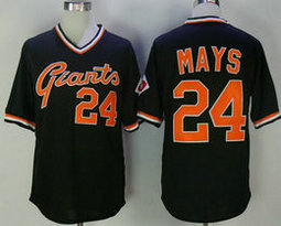 San Francisco Giants #24 Willie Mays Black pullover Authentic stitched MLB jersey
