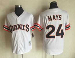 San Francisco Giants #24 Willie Mays White Throwback Authentic Stitched MLB Jersey