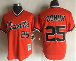 San Francisco Giants #25 Barry Bonds Orange Mitchell And Ness Throwback Stitched MLB jerseys