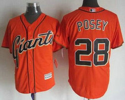 San Francisco Giants #28 Buster Posey Orange Game Authentic Stitched MLB Jersey