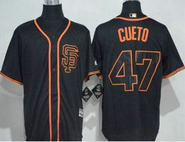 San Francisco Giants #47 Johnny Cueto Black SF Game Authentic Stitched MLB Jersey