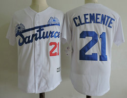 Santurce Crabbers #21 Roberto Clemente White Baseball Jersey