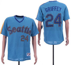 Seattle Mariners #24 Ken Griffey Blue Pullover Turn Back the Clock jersey