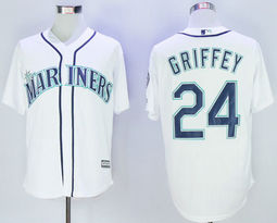 Seattle Mariners #24 Ken Griffey White With 2016 hall of fame Game Authentic Stitched MLB Jersey