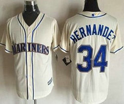 Seattle Mariners #34 Felix Hernandez Cream Game Authentic Stitched MLB jersey