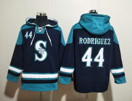 Seattle Mariners #44 Julio Rodriguez Blue All Stitched Hooded Sweatshirt