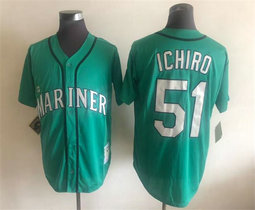 Seattle Mariners #51 #51 Mariners Ichiro Green Throwback Authentic Stitched MLB jersey