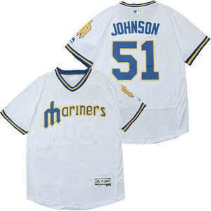 Seattle Mariners #51 Randy Johnson White Throwback Authentic Stitched MLB jerseys