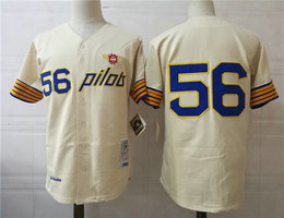 Seattle Pilots #56 Jim Bouton 1969 Cream Throwback Jersey