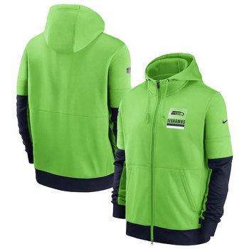 Seattle Seahawks Nike Neon Green Sideline Impact Lockup Performance Full-Zip Hoodie