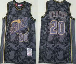 Seattle Sonics #20 Gary Payton Black Hardwood Classics Authentic Stitched NBA Jersey